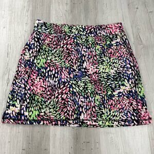 T By Talbots Everyday Stretch Colorful Bright Paint Print Skort Skirt Medium Pet